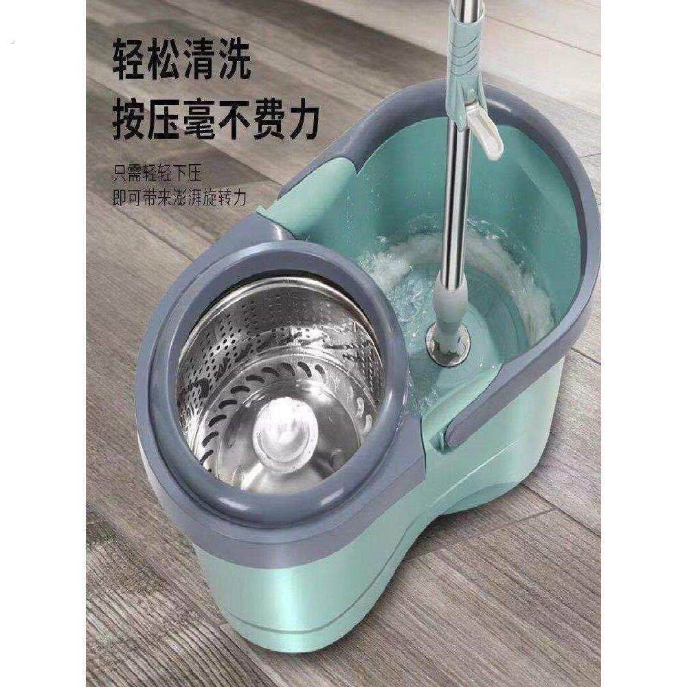 加厚带轮双驱动拖把桶旋转不锈钢甩干墩布家用拖布免手洗干湿两用