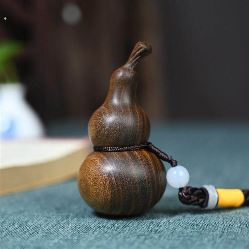 绿檀木雕刻文玩福禄葫芦随身手把件汽车内饰挂件个性钥匙扣工艺礼