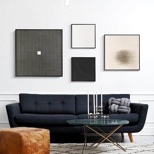 新品黑白灰工业风抽象装饰画现代客厅背景墙灰色挂画极简几何抽象
