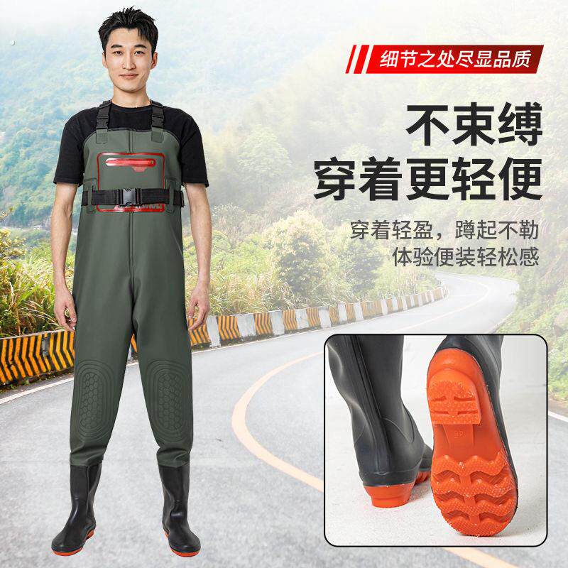 全身水衣一体款2025新款水库下水裤半身轻便款全身防水全牛筋男士