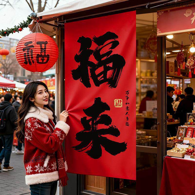 新年装饰挂布2026马年背景帆布条挂饰元旦春节商场橱窗氛围场景布
