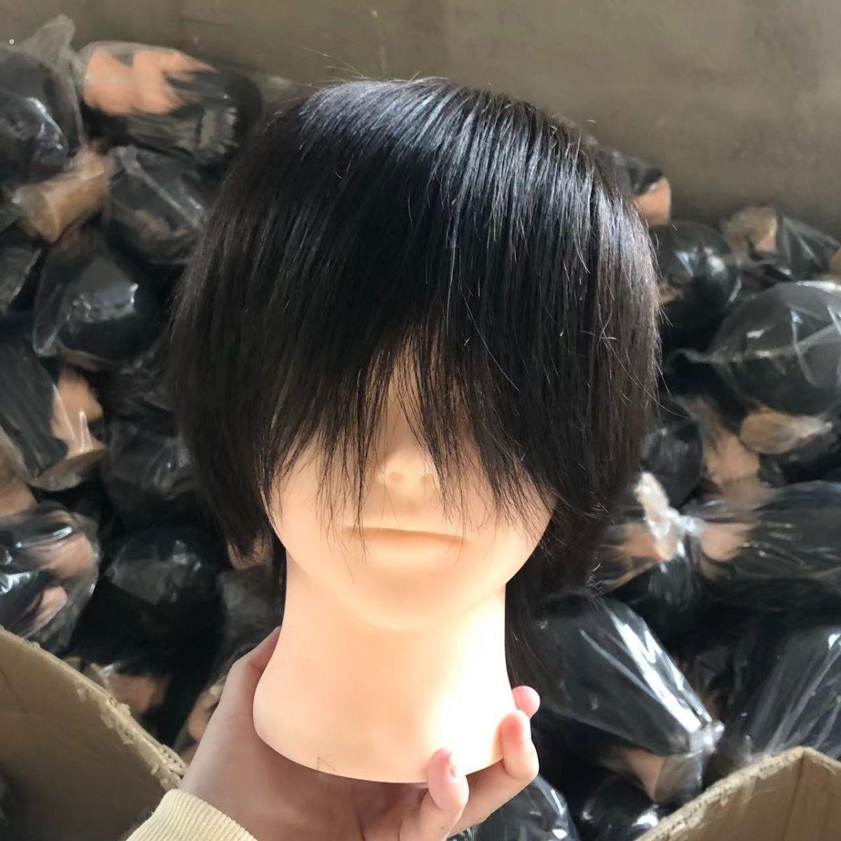 美发人头模型全真发假人头模型可烫染真发模特头练习修剪男士短发