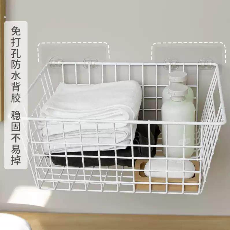 免打孔墙上置物架挂墙墙壁宿舍神器挂篮卫生间浴室收纳架脏衣篮子