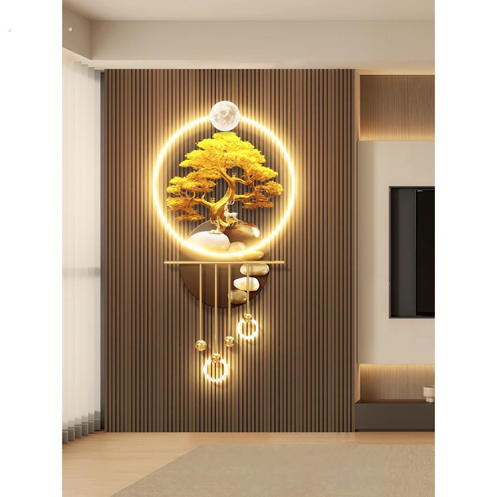 摇钱树电视背景墙格栅装饰挂件可达豪华石财富客厅入口夜光壁画灯