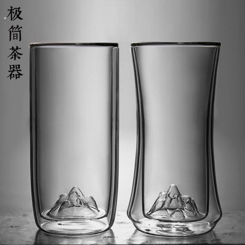 严选观山双层隔热玻璃杯泡龙井绿茶杯猴魁专用水杯子男女士高级感