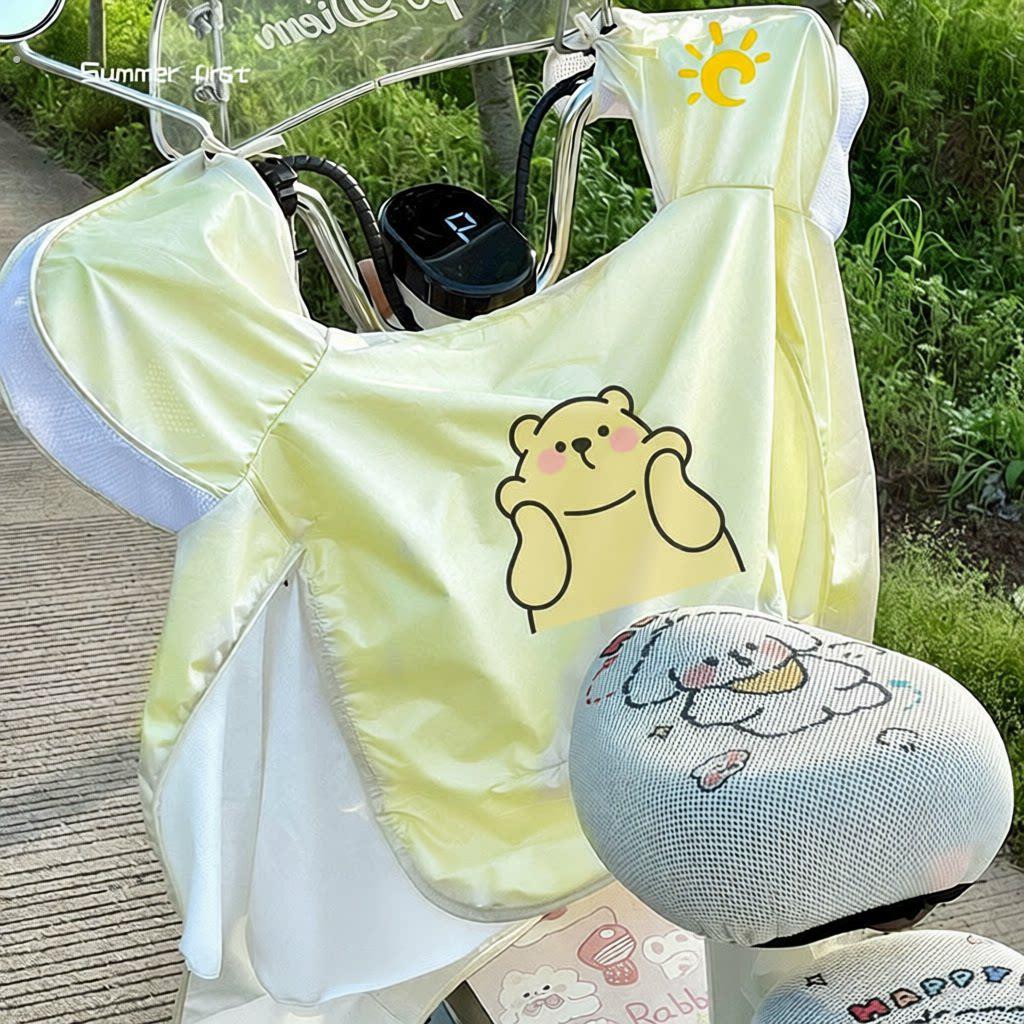 .冰丝透气夏季防晒防水遮阳电动车挡风被带坐垫电动车摩托车挡风