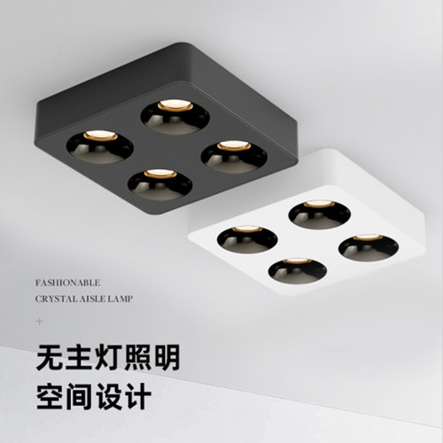 双头超薄射灯吸顶式三头斗胆灯明装筒灯防眩极简设计师无主灯照明