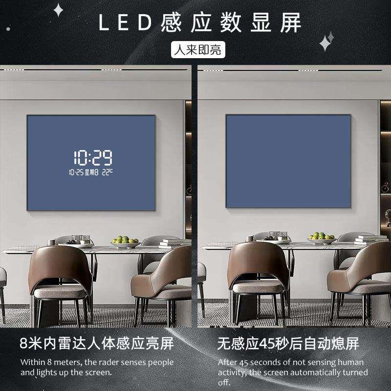 电表箱装饰画数显时钟纯色简约餐厅配电箱遮挡箱人体感应挂钟