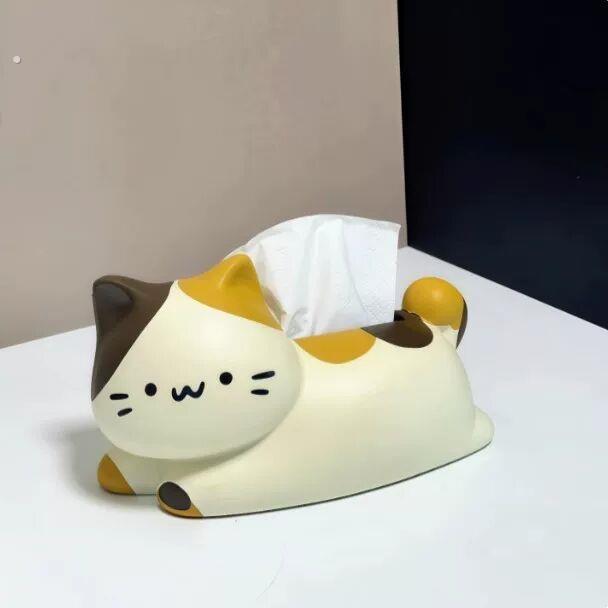 创意猫咪纸巾盒陶瓷卫生纸盒客厅可爱纸巾收纳盒桌面摆件2025新款