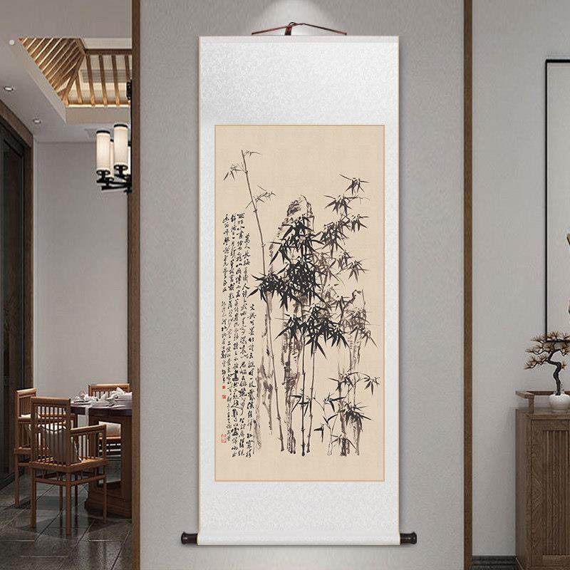 名家国画郑板桥竹子挂画新中式客厅书房装饰画卷轴装裱办公室字画
