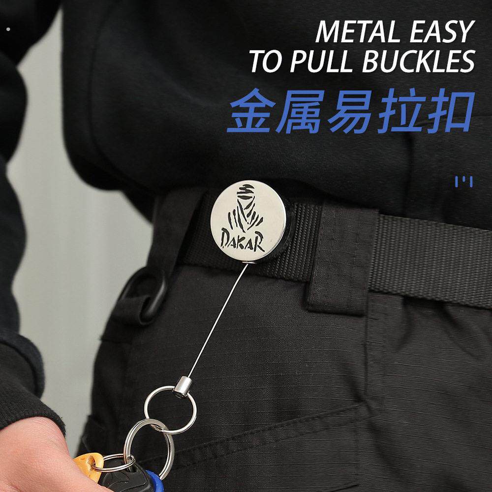 户外挂钩战术易拉扣伸缩扣钢丝绳多功能钥匙扣锁扣回弹防丢绳男士
