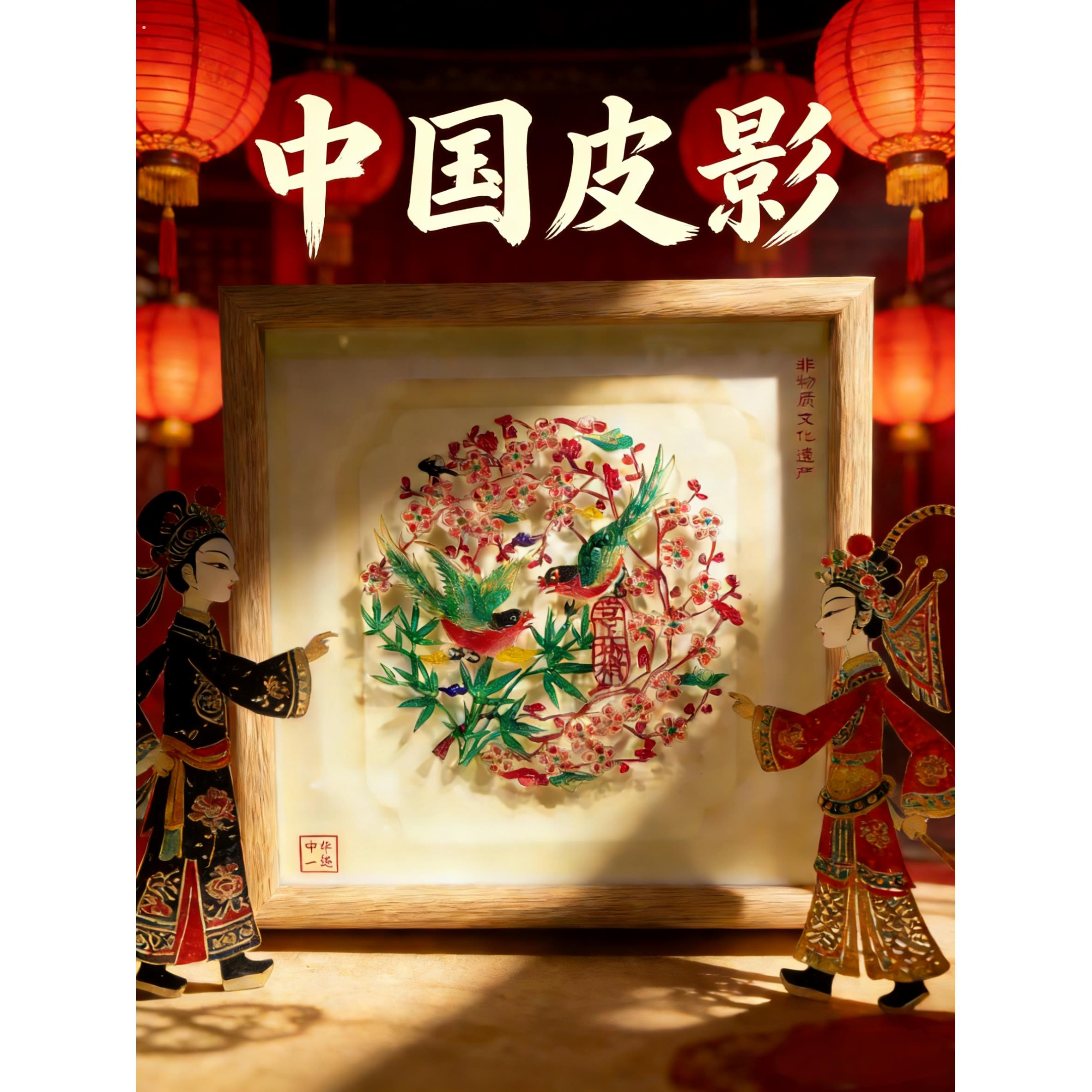 皮影摆件西安文创旅游纪念品陕西特色双层镜装饰画送老外特色礼物