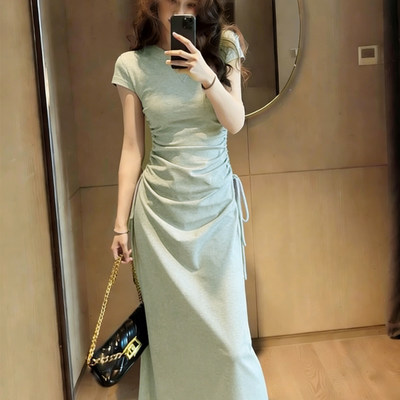 法式气质短袖连衣裙女202