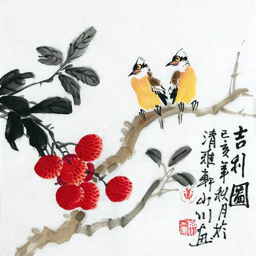 纯手绘国画花鸟画饭厅中式装饰画书房挂画斗方水墨荷花图荷塘清趣