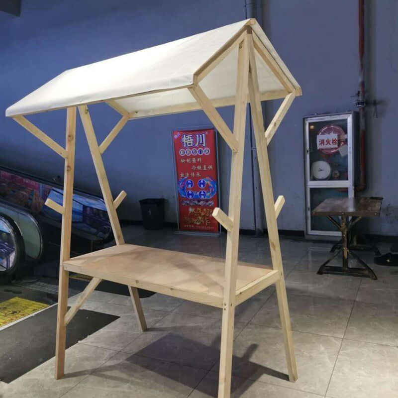 集市摊位车户外棚架摆摊展示架实木制集市移动售货车夜市小吃定制