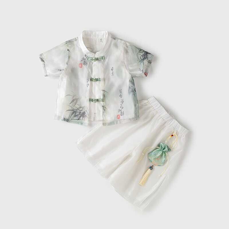 兄妹装汉服夏季外出衣服龙凤胎宝宝百日周岁礼服新中式国潮婴童装