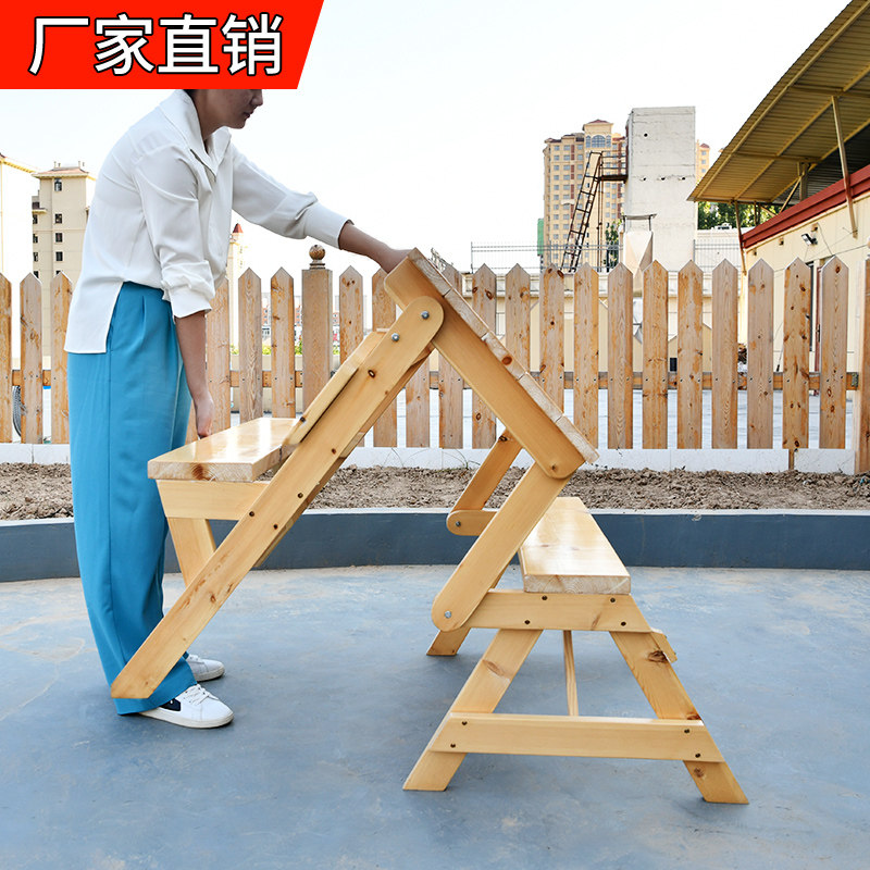 户外桌椅庭院防腐木阳台茶桌椅组合加厚实木多功能桌凳两用可折叠