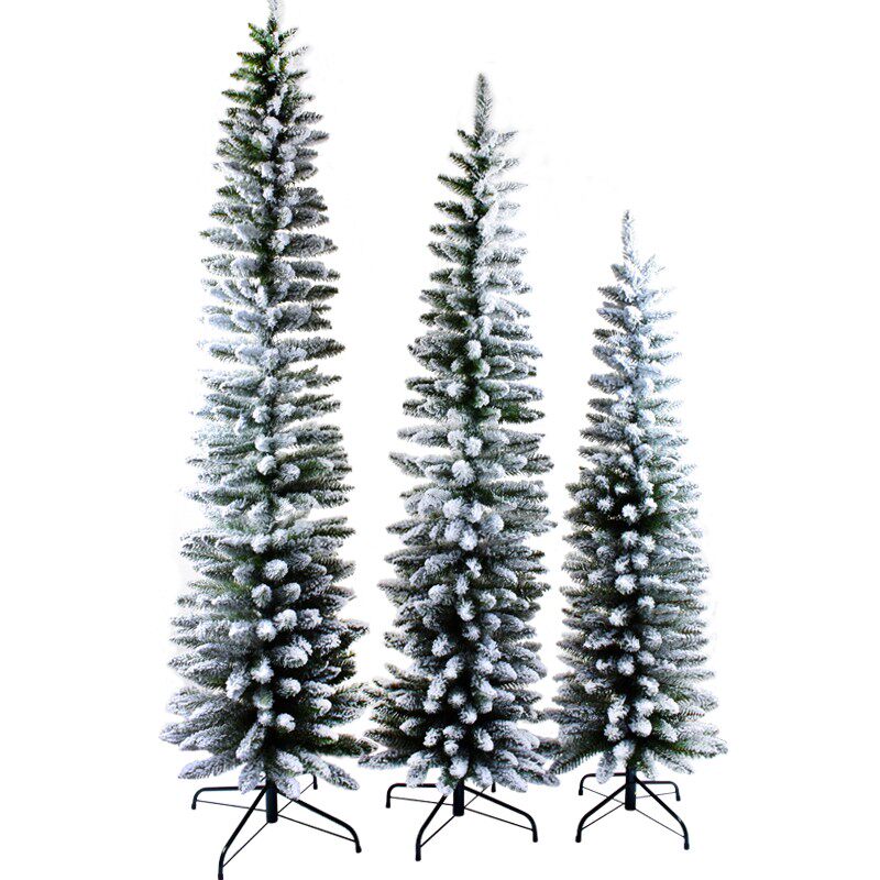 圣诞橱窗装饰圣诞树摆饰1.5米1.8米2.1米喷雪铅笔树布置植毛雪树