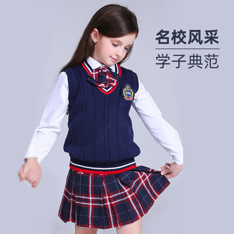 百褶裙女童格子裙学院风中大童小学生裙子半身裙短裙百搭打底裙