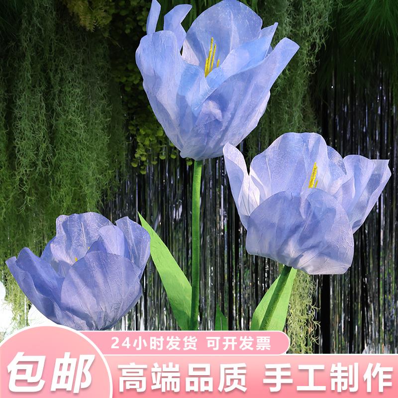 婚庆大型手工褶皱纸艺花水墨花婚礼迎宾区舞台路引背景装饰道具