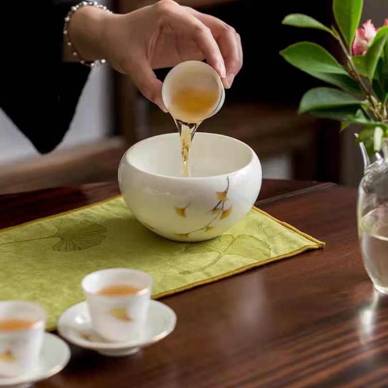 遇见三生有杏日式描金盖碗茶杯茶碗茶具家用公司送礼高档礼盒套组