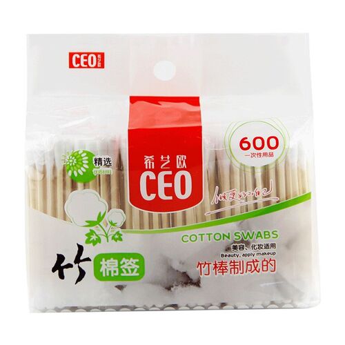 CEO希艺欧棉签竹棒双头一次性无菌棒掏耳朵卸妆大头家用便携袋装