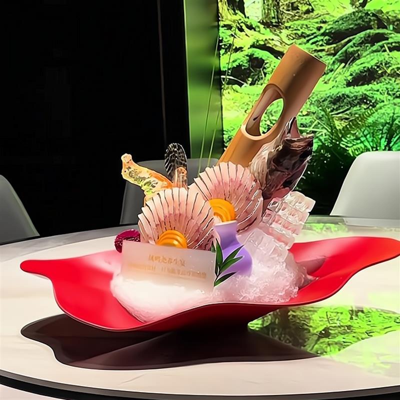 简约意境陶瓷密胺刺身三文鱼盘海鲜姿造料理盘器皿火锅姿造刺摆盘