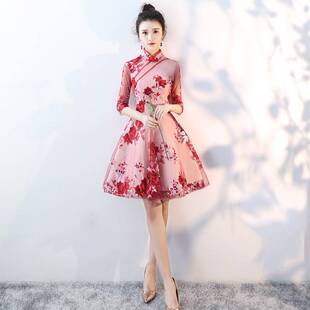 2026新款旗袍敬酒服春季短款新娘结婚回门出阁服中国风礼服女公主
