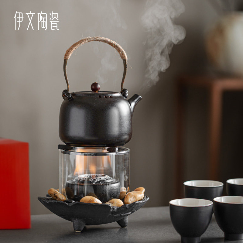 围炉观火煮茶壶家用室内酒精炉烤火炉套装器具户外烧水壶煮茶器