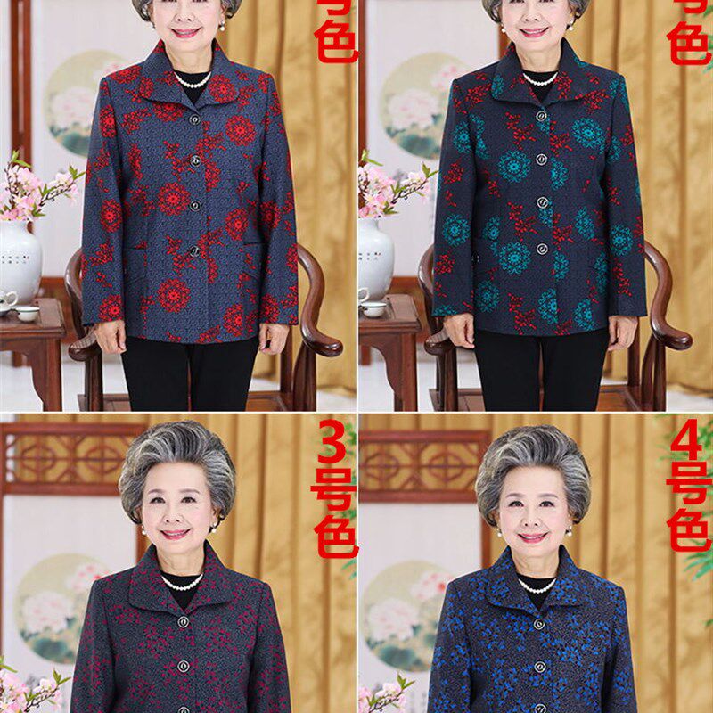 中老年人春秋外套女装妈妈装长袖中老年女装