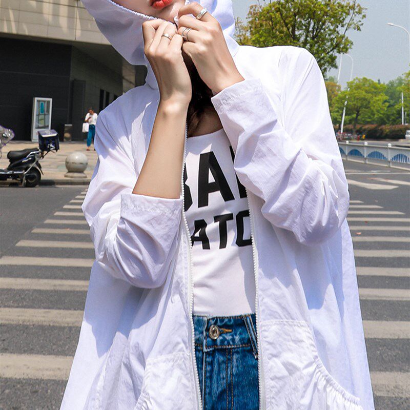 欧版夏装防晒衣女长款过膝新款薄风衣宽松大码胖妹透气户外时尚仙