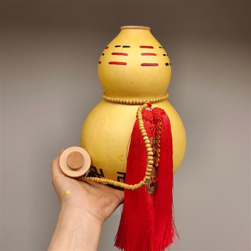 芦蔓阁天然开口葫芦挂件客厅玄关卧室办公室摆件朱砂八卦文玩家居