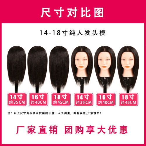 全真发头模真发学徒剪发假人头模型可烫染美发模特头真人发公仔头