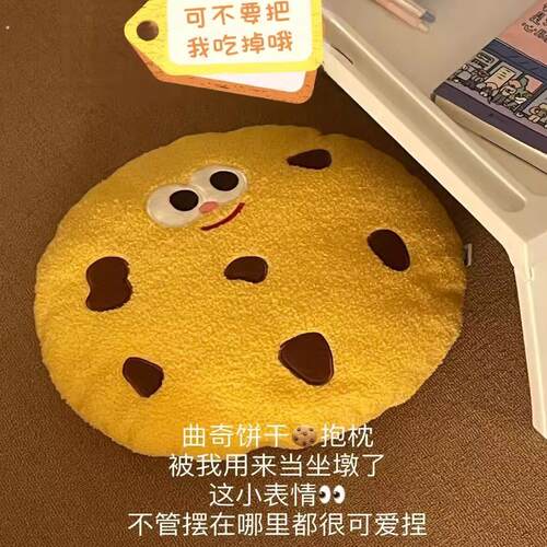 可爱表情曲奇饼干沙发抱枕靠垫毛绒坐垫创意抱枕女生睡觉专用抱枕