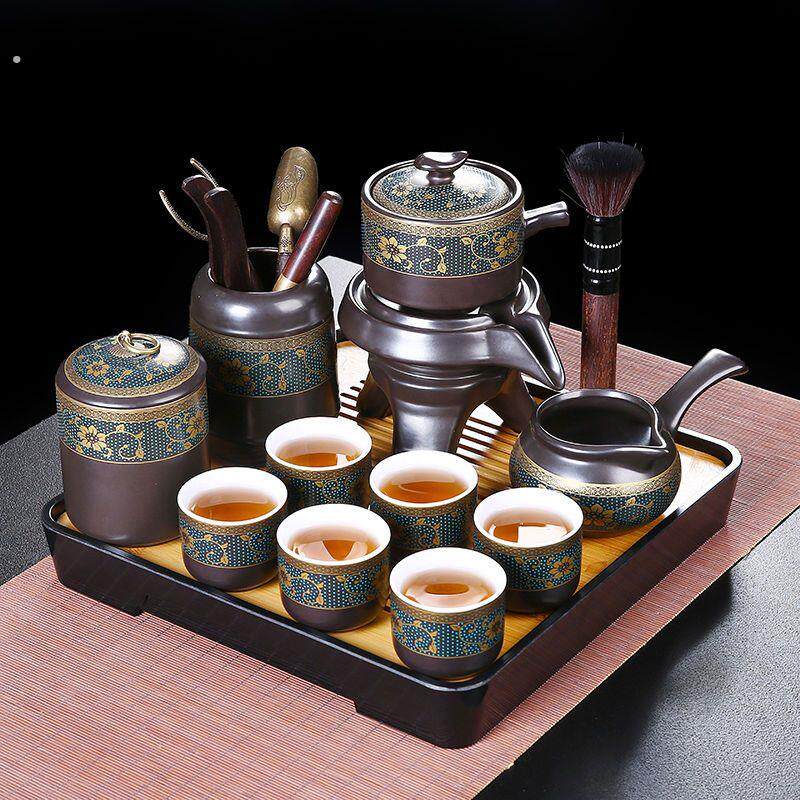 高档懒人泡茶器自动茶具套装家用石磨旋转陶瓷功夫茶杯一整套全套