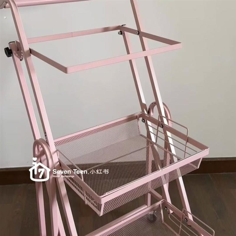 手推车置物架平行折叠置物架移动小推车多层变形厨房多功能收纳架
