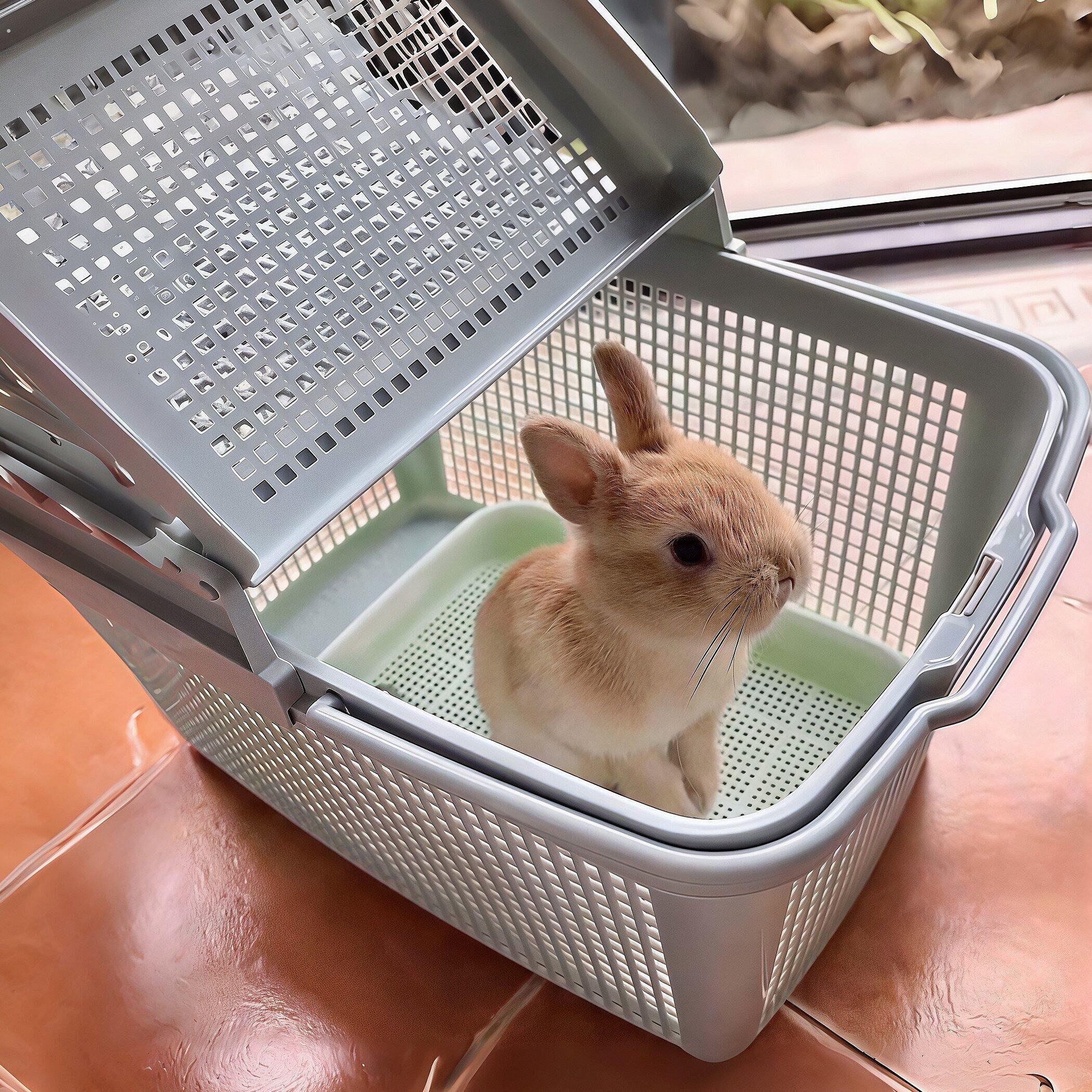 兔子外出便携笼透气网格带手提宠物箱室外龙猫荷兰猪小型宠外带笼