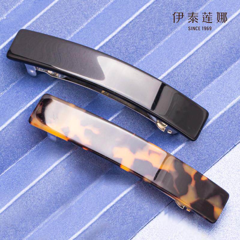 轻奢低调窄版一字弹簧发夹醋酸发夹百搭发夹简约双扣马尾夹