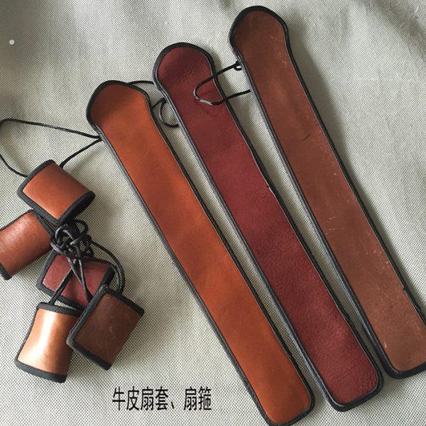 高档纯手工缝制牛皮扇套 扇袋 扇箍 8-10寸折扇保护利器