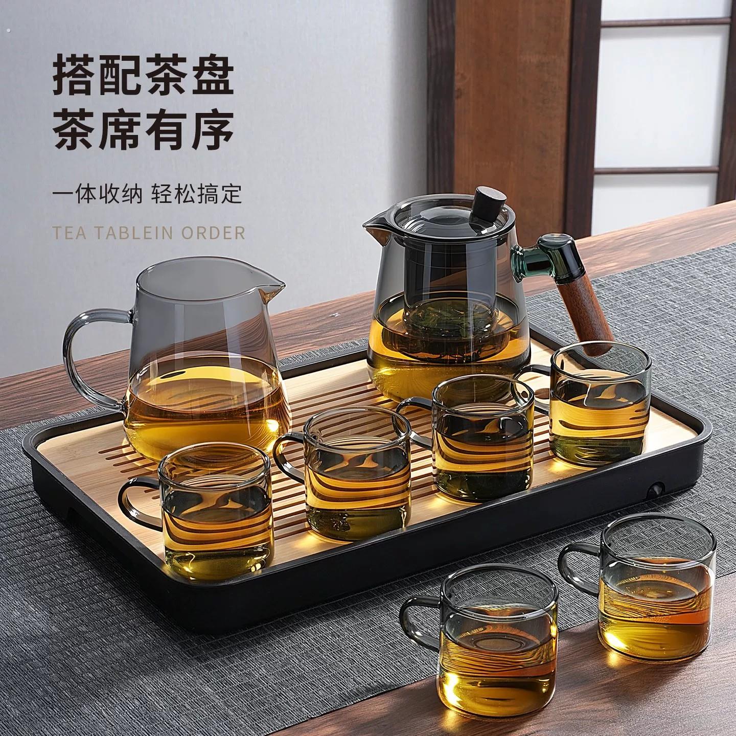 家用2026新款喝茶茶壶高档轻奢整套茶杯茶盘泡茶专用玻璃茶具套装