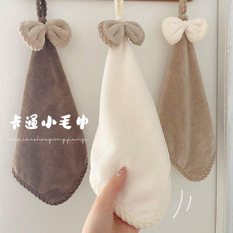 日式擦手巾挂式吸水不掉毛小方巾厨房家用手帕速干搽手巾抹布