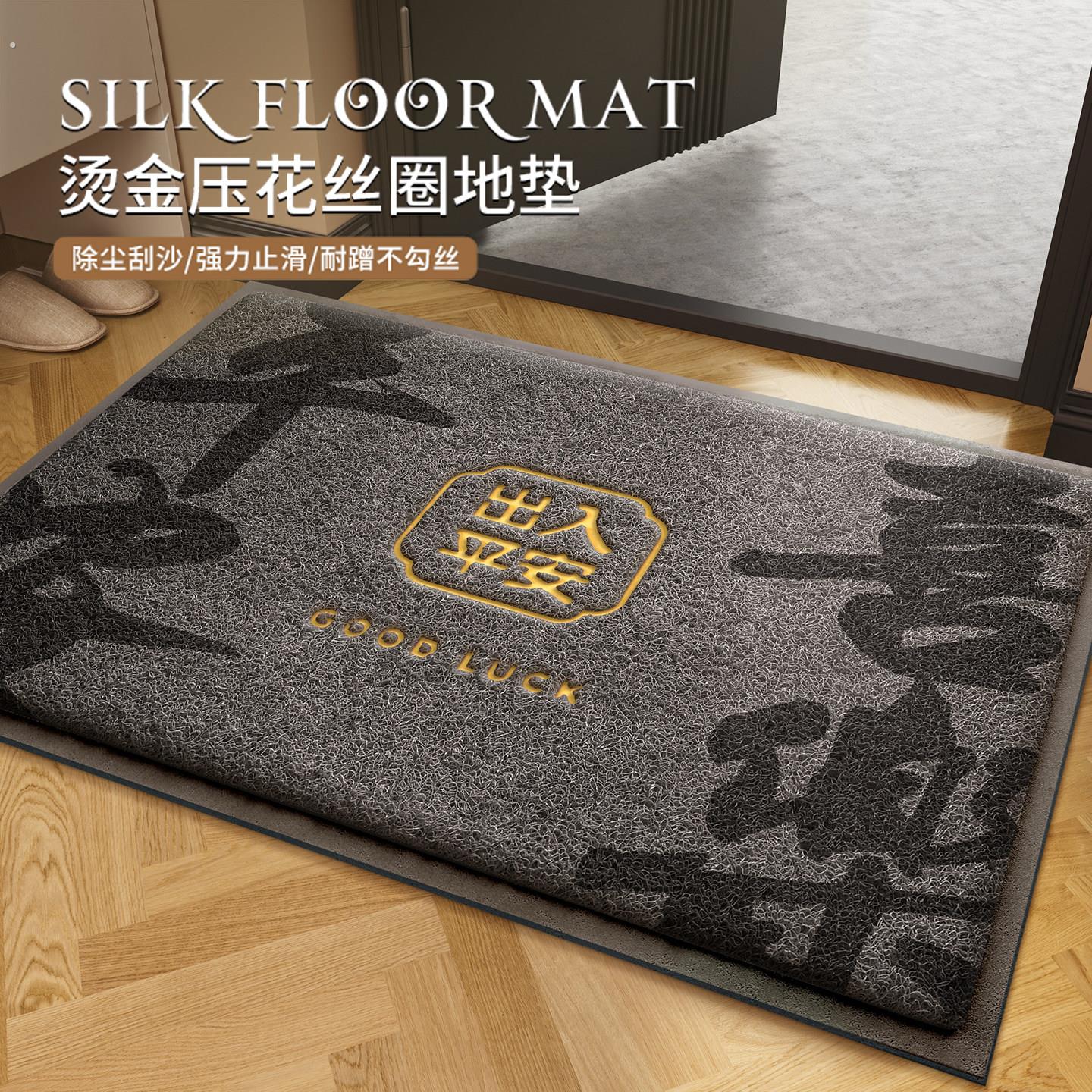 入户门地垫高级感防滑丝圈进门门口玄关脚垫黑色门垫室外蹭脚垫子
