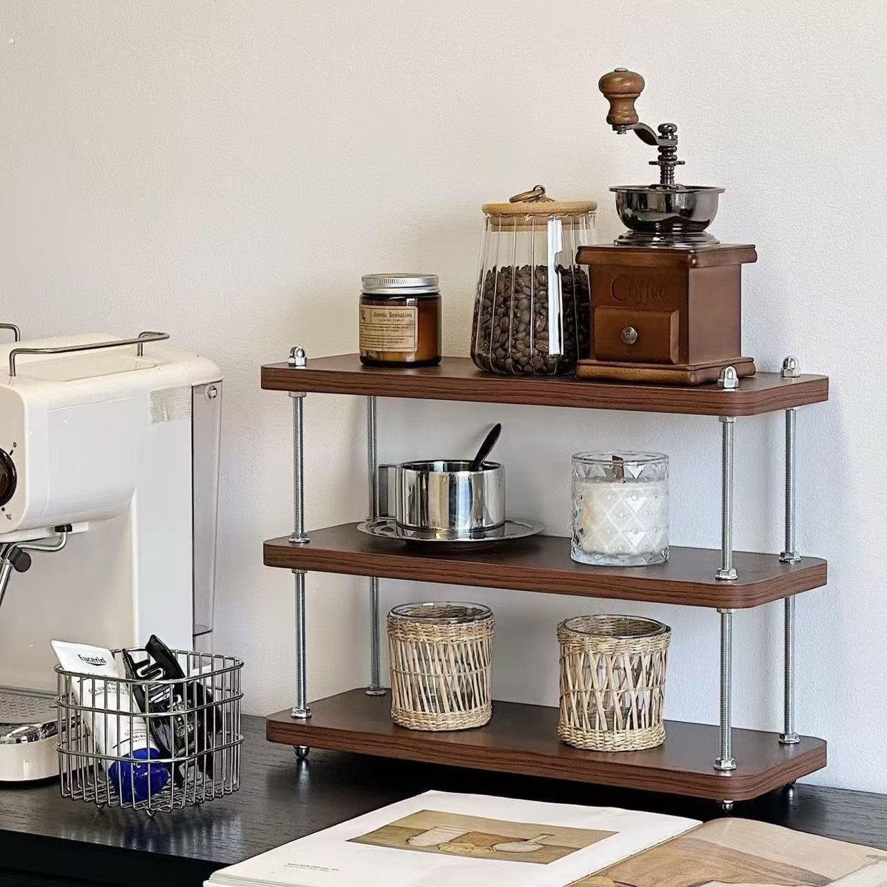 中古风光轴置物架杯架子多层咖啡角餐柜茶水间吧台马克杯收纳层架
