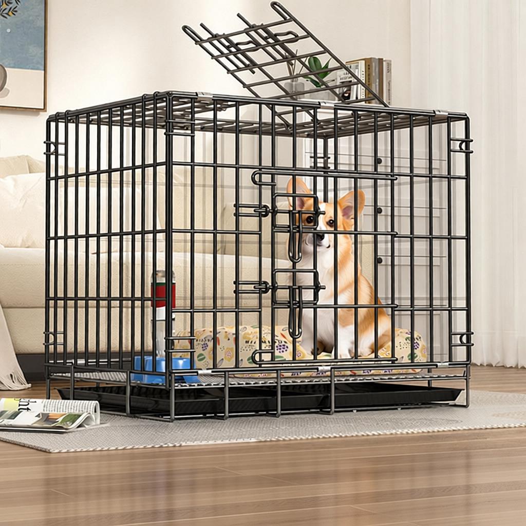 狗笼子中型犬带厕所狗笼狗窝加粗加厚宠物笼不占地方可折叠便携带