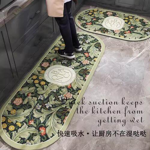 美式轻奢2022新款吸水防滑防油免洗可擦耐脏专用硅藻泥厨房长地垫