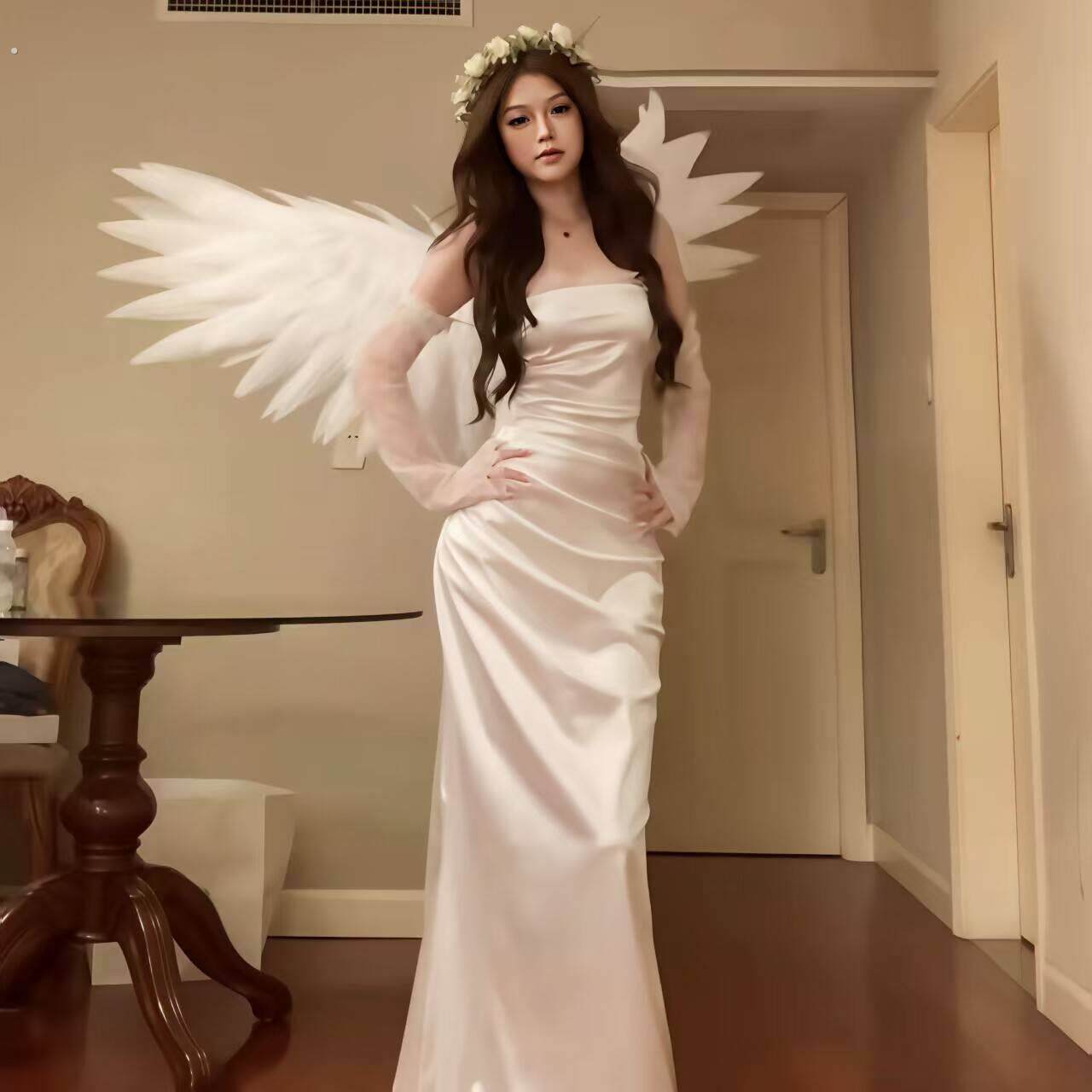 白色天使之翼翅膀电动道具520情人节生日聚会氛围感拍照出片神器