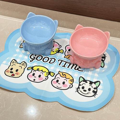 宠物碗高脚碗狗盆狗碗猫碗猫食盆陶瓷防打翻慢食碗护颈猫碗增高架