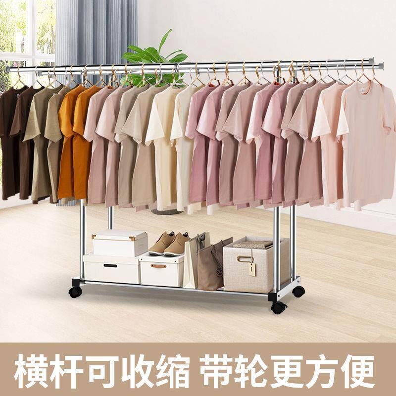 不锈钢晾衣架落地阳台单杆式晒衣架室内可伸缩移动挂衣架厂家直销