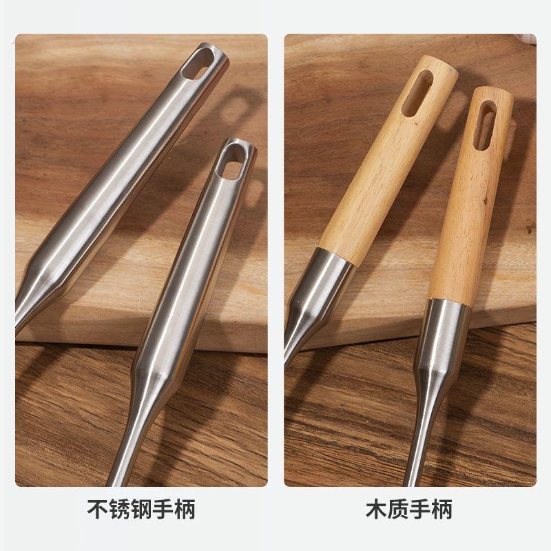不锈钢炒勺厨师炒菜勺子长柄汤勺分菜勺厨房颠勺木柄锅铲