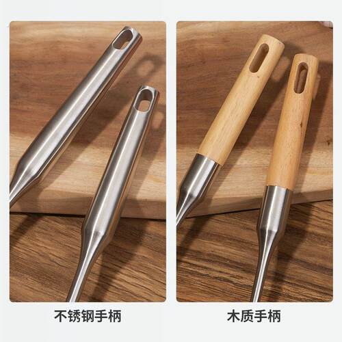 不锈钢炒勺厨师炒菜勺子长柄汤勺分菜勺厨房颠勺木柄锅铲
